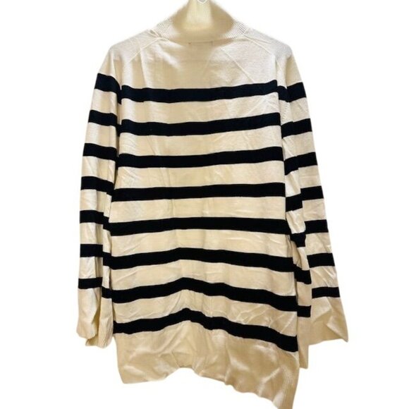 Steve Madden Striped Turtleneck Oversize Flowy Knit Pullover Ribbed Sweater M - Picture 5 of 8